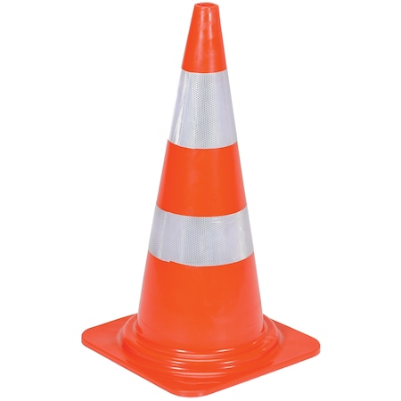 Vestil Heavy Duty Traffic Cone, PVC, 28.125 in Height, 14.75 Length, 10, Orange TC-28-HD-2R